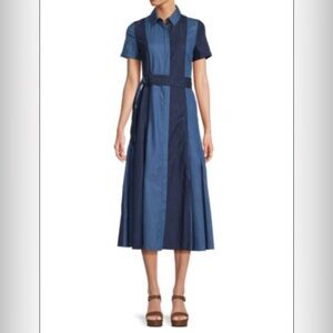 AKRIS PUNTO
Striped Denim Midaxi A Line Dress